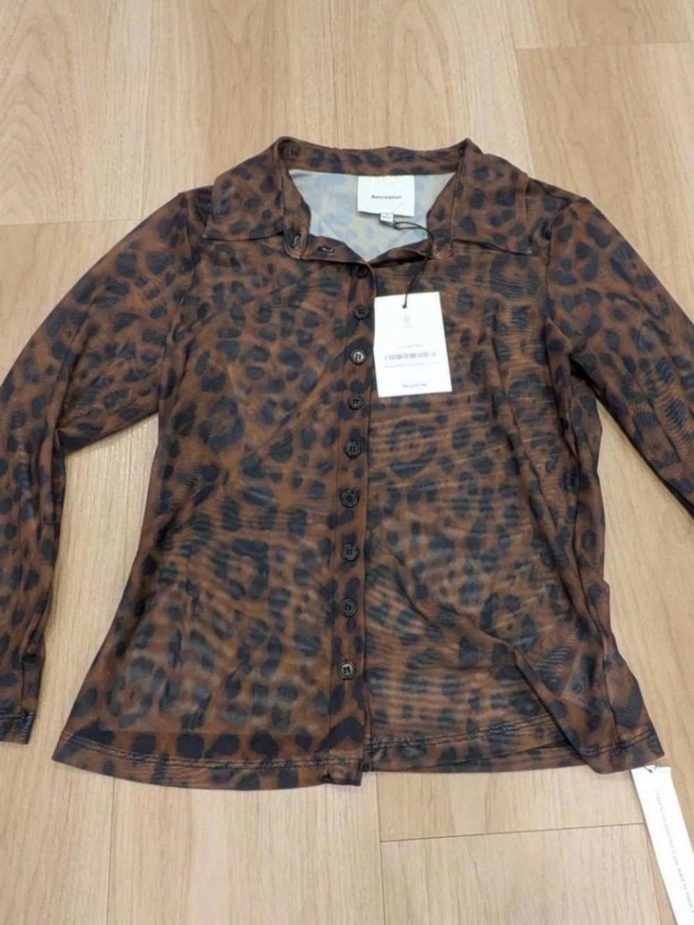 NWT Reformation Margaret Leopard Topped - Picture 2 of 9
